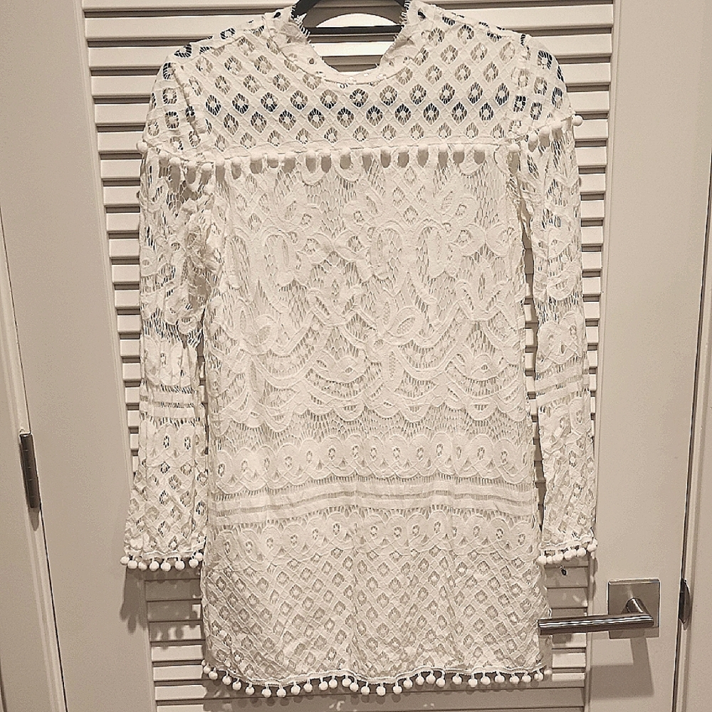 Elegant White Short Lace Dress